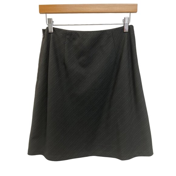 Loft Black Pinstripe Wool Blend A-Line Skirt - Picture 5 of 6
